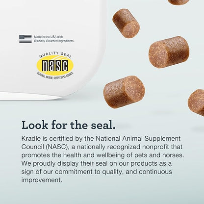 Kradle Hip and Joint Chews for Dogs - Daily Mobility & Joint Health Supplement - Soft Chews with Glucosamine, Chondriotin, MSM, Hyaluronic Acid & Turmeric - 75 Chews