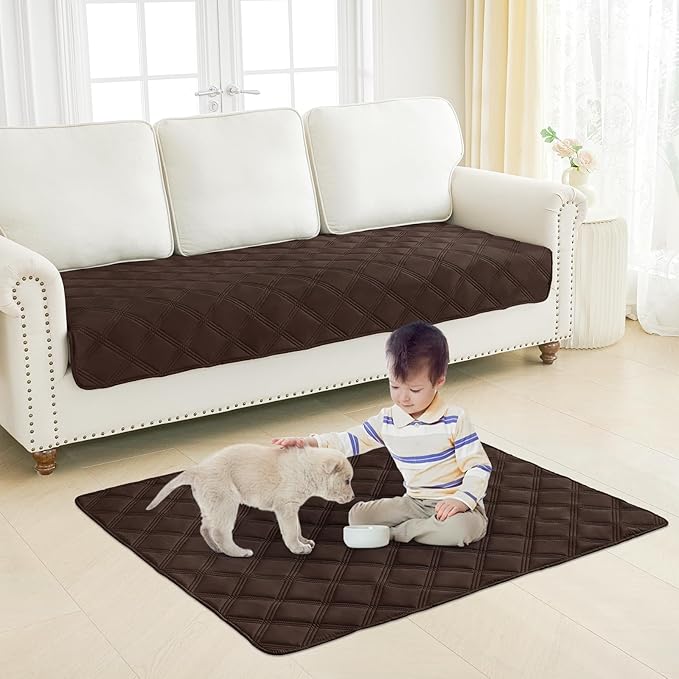 Smiry Waterproof Dog Bed Cover Blanket 52x82, Soft Reversible Pet Blanket, Washable Leakproof Cats Dogs Couch Cover for Sofa, Couch, Furniture, Lattice, Chocolate/Chocolate