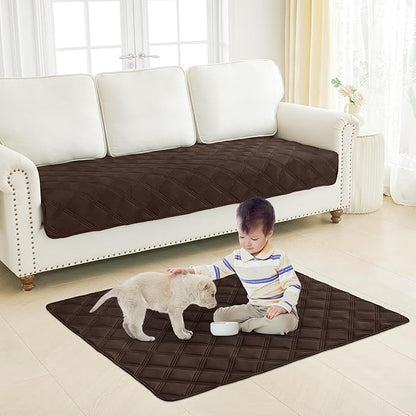 Smiry Waterproof Dog Bed Cover Blanket 52x82, Soft Reversible Pet Blanket, Washable Leakproof Cats Dogs Couch Cover for Sofa, Couch, Furniture, Lattice, Chocolate/Chocolate