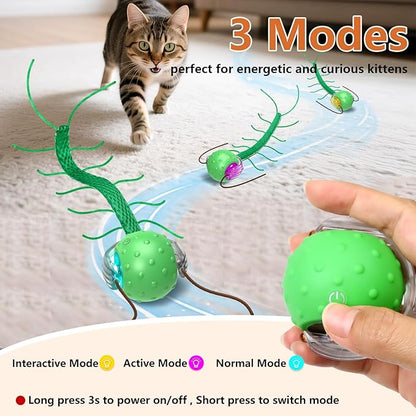 Giociv Interactive Cat Toys for Bored Cats, with Chirping, Centipede Motion Wake-up Super Motor Cat Ball on Rug