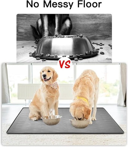 48" x 32" Largest Pet Food Mat, XXXL Silicone Dog Mats for Food and Water, Nonslip Pet Feeding Mats for Floors,Dog Cat Bowl Mat with Raised Edges, Avocado Green