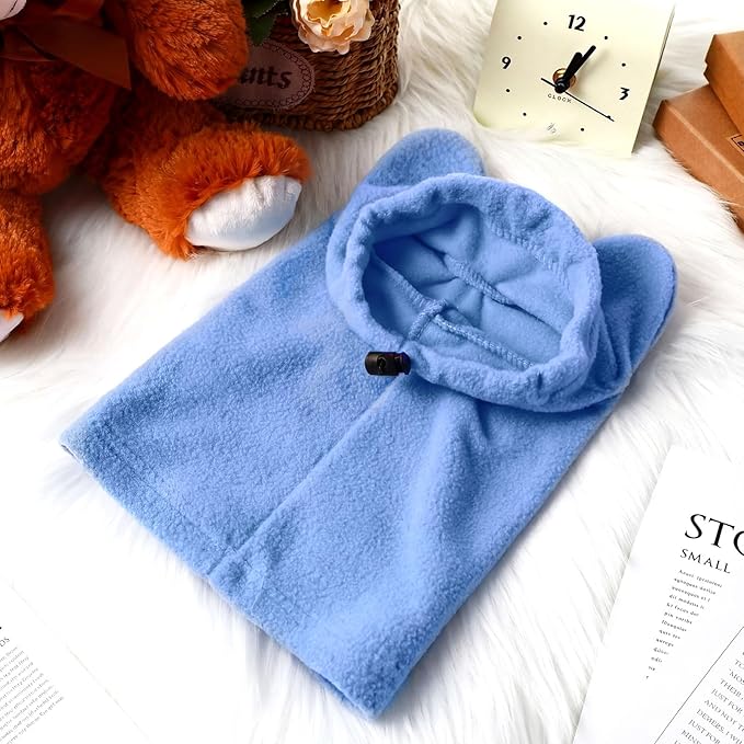 Clysee Winter Dog Hats Quiet Ears for Dogs Ear Muffs Pet Neck Warmer Scarf Hoodie Noise Protection Cover Beanie Head Wrap Costume for Pet Dog Cats(Sky Blue,S)
