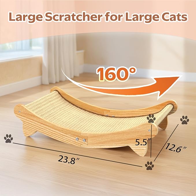 CozyLazy Cat Scratcher Bed – Durable Arc-Shaped Cat Bed & Scratch Pad, Natural Sisal Mat Hammock for Kittens and Adult Cats