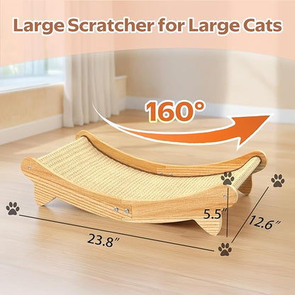 CozyLazy Cat Scratcher Bed – Durable Arc-Shaped Cat Bed & Scratch Pad, Natural Sisal Mat Hammock for Kittens and Adult Cats