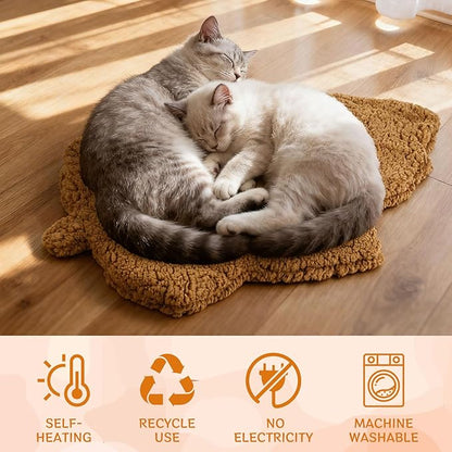 BrightRow 3 Pack Self Warming Pet Bed Leaf Shape Self Heating Cat Dog Mat Washable Thermal Sleeping Pad for Indoor Outdoor Hedgehog, Bunny, Sugar Glider, Rat, Chinchilla(Orange,Small-16 x20)