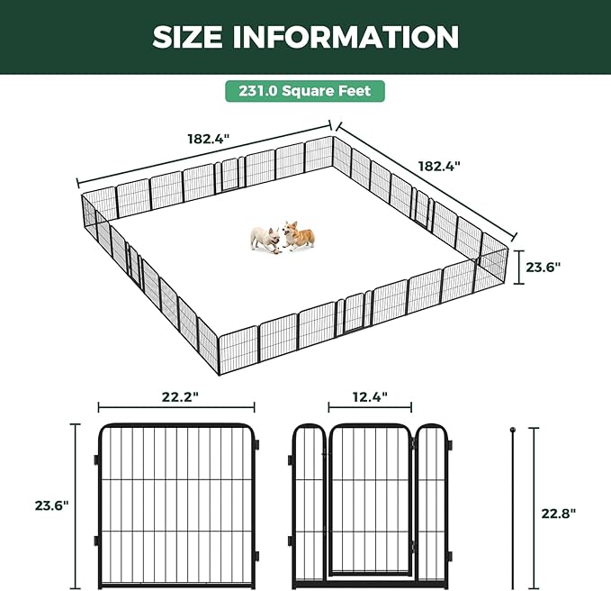 FXW Homeplus Unleashed Indoor Dog Playpen - Stress-Free and Safe Play, Heavy Duty 24 Inch 32 Panels Dog Pen for Puppy and Small Dogs, Black│Patented