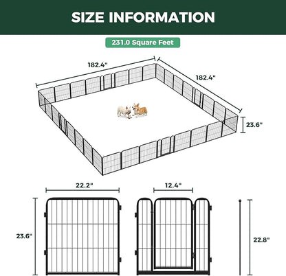 FXW Homeplus Unleashed Indoor Dog Playpen - Stress-Free and Safe Play, Heavy Duty 24 Inch 32 Panels Dog Pen for Puppy and Small Dogs, Black│Patented