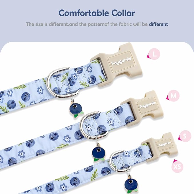 Faygarsle Blueberry Pattern Dog Collar for for Summer Small Medium Large Dogs Light Blue XS