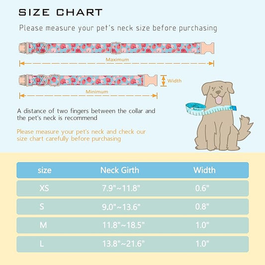 Faygarsle Blue Pink Dog Collar for Small Medium Large Dogs Cute Puppy Collars for Female Dogs Floral Dog Collars for Summer Spring Wedding Necklace Girl Dog Collar M
