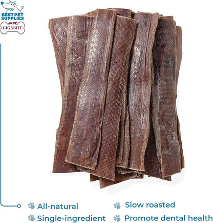 GigaBite Single Ingredient All Natural Free Range Bully Treats and Chews - Bully Sticks/Bladder Sticks/Beef Esophagus by Best Pet Supplies - Esophagus Strips (10 inch), Pack of 18