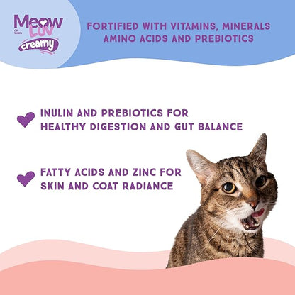 Ultra Chewy Meow Luv Tuna Recipe Lickable Cat Treats - Delicious Squeezable Cat Treats - Carrageenan Free - No Artificial Preservatives - Irresistible Snack - 0.5 Ounce Tubes (Pack of 5)