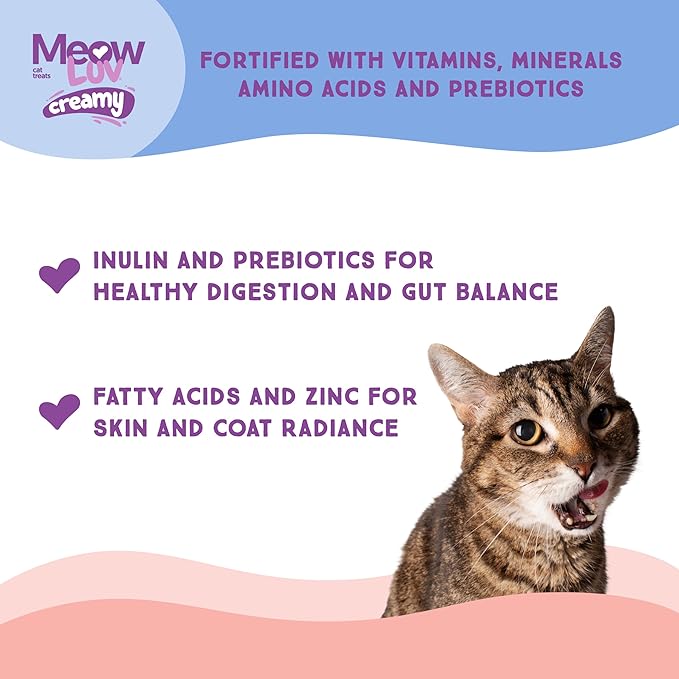 Ultra Chewy Meow Luv Salmon and Tuna Lickable Cat Treats - Delicious Squeezable Cat Treats - Carrageenan Free - No Artificial Preservatives - Irresistible Snack - 0.5 Ounce Tubes (Pack of 8)