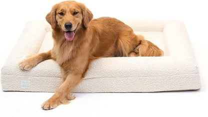 Bluewater Dog Luxury Boucle Orthopedic Memory Foam Dog Bed with Waterproof Liner and Machine Washable Cover with YKK Zippers (Large, 45" L x 36" W x 7" Th, Cloud)