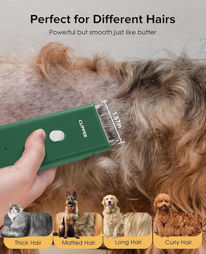 Tawiijou Pet Clippers for Dog Hair Grooming Low Noise, Rechargeable Cordless Cat Shaver with Ceramic Blade,Portable Pet Hair Trimmer for Matted & Long Hair