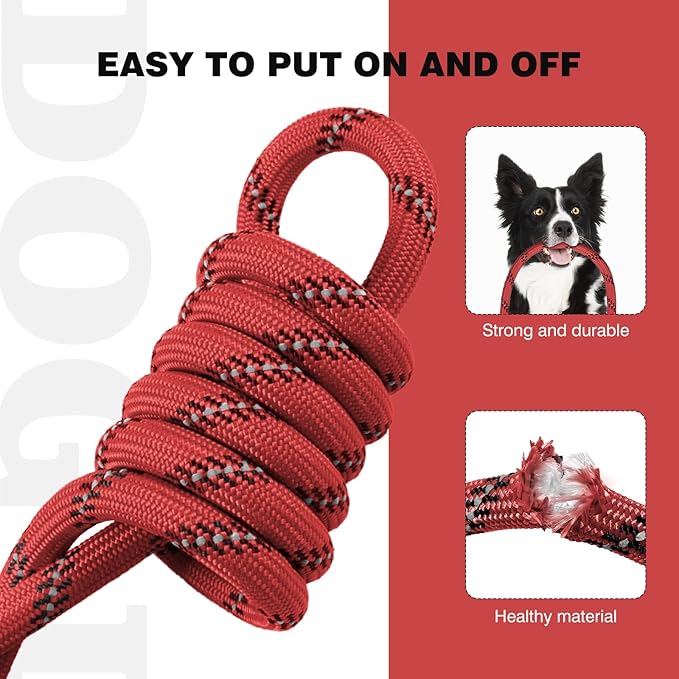lynxking Slip Lead Dog Leash Reflective, Heavy Duty Comfortable Strong Rope for Large Medium Small Dogs No Pull Pet Training (Red, Small 3/8in x 6ft-Slip Lead)