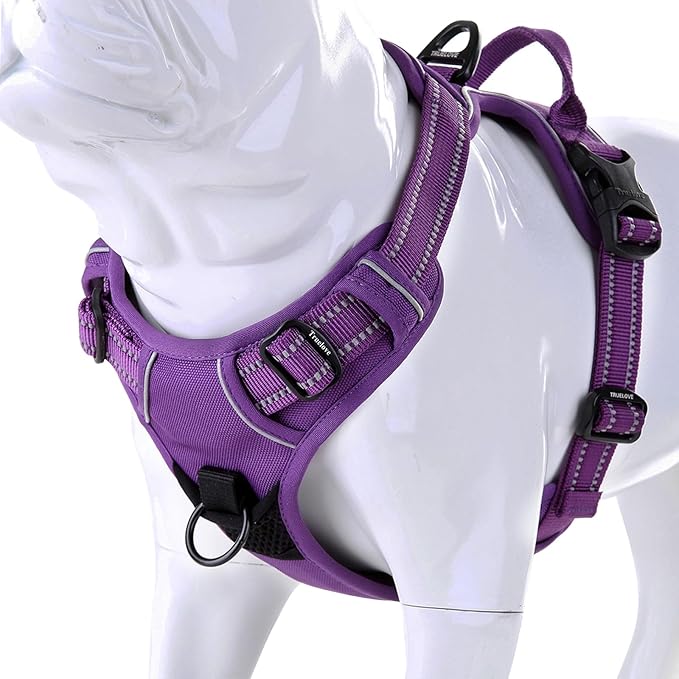 JUXZH Truelove No Pull Dog Harness with Easy Control Handle and 2 Leash Attachments,Reflective Adjustable Pet Vest