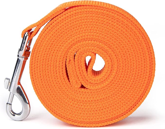 Siumouhoi Strong Durable 15ft Nylon Dog Training Leash, 1 Inch Wide Traction Rope, for Small and Medium Dog (Orange, 15 Feet)