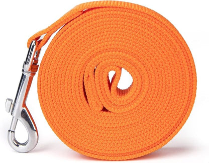 Siumouhoi Strong Durable 15ft Nylon Dog Training Leash, 1 Inch Wide Traction Rope, for Small and Medium Dog (Orange, 15 Feet)
