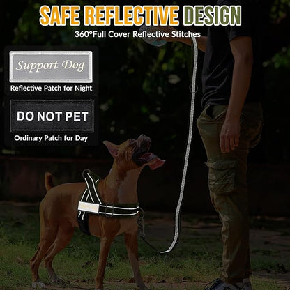 Lukovee No Pull Dog Harness & Leash Set - Heavy Duty Dog Vest Harness with Soft Padded for Medium Large Dogs, Adjustable Reflective Tactical Pet Harness for Easy Walk and Training (XL, Green)