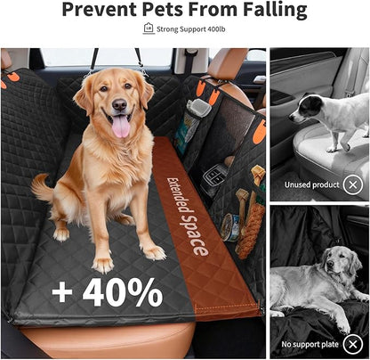 HOTEAGLE Back Seat Cover for Dogs, Waterproof Hard Bottom Spacious and Comfortable, Ideal for Car Trips and Outdoor Adventures, Cherished by Pet Owners（Black）
