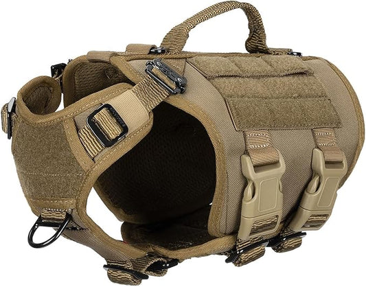 ICEFANG GN3 Tactical Dog Harness with 6X Buckle,Dog Molle Vest with Handle,3/4 Body, Hook and Loop Panel for ID Patch,No Pulling Front Clip (XS (Neck 12"-17"; Chest 17"-23"), Coyote Brown)