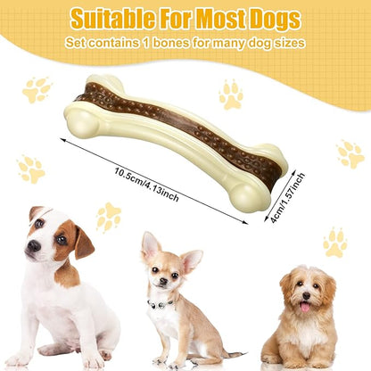 Sosation Bones Shaped Dog Toys for Aggressive Chewers, 2 Pack Christmas Dog Chew Toys Puppy Teething Nylon Beef Flavor for Large/Medium/Small Puppies Breeds(Curved Bone,Small)