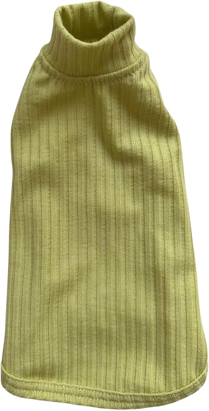 Sphynx Cats Shirt Cat Turtleneck Cotton Sweater Pullover Kitten T-Shirts with Sleeves Cat Pajamas Jumpsuit for Sphynx Cornish Rex, Devon Rex, Peterbald (X-Small, Green Yellow)