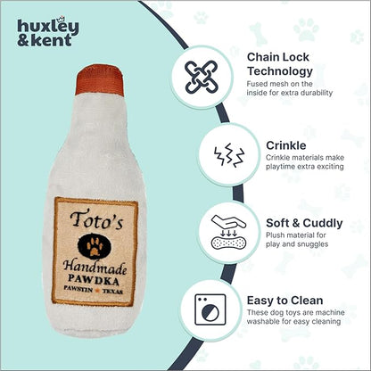 Huxley & Kent Funny Dog Toy w/Squeaker – Power Plush Squeaky Dog Toys for Small Dogs – Durable Small Stuffed Animal for Indoor Play & Fetch - Tiny Tuff Toto's Pawdka