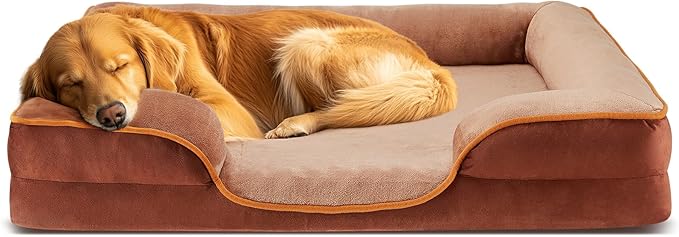 NEWBULIG 42x32 Inch Orthopedic Dog Bed Large Sized, Dog Couch/Sofa Bed with Washable Cover, Waterproof, Memory Foam, Soft Fluffy Surface