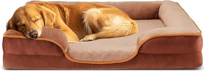 NEWBULIG 42x32 Inch Orthopedic Dog Bed Large Sized, Dog Couch/Sofa Bed with Washable Cover, Waterproof, Memory Foam, Soft Fluffy Surface