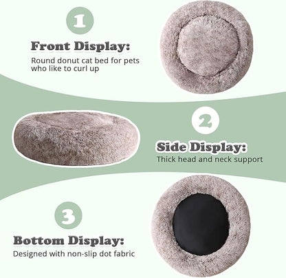 JOLLYVOGUE Dog Bed, Calming Anti-Anxiety Large Dog Bed, Fluffy Donut Cushion for Medium and Large Pets (27"/30"/36")