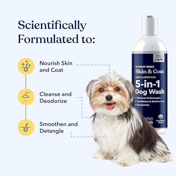 Honest Paws Dog Shampoo and Conditioner - Premium Dog Wash for Allergies and Dry, Itchy, Moisturizing for Sensitive Skin - Sulfate Free, Plant Based, All Natural - 8 Fl Oz