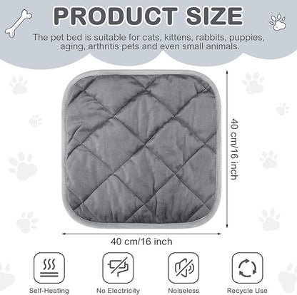 Clysee 8 Pack Self Heating Cat Mat Self Warming Cat Bed Extra Warm Thermal Pet Bed Mat Reflects Body Heat Washable Dog Crate Pad for Indoor Outdoor Pets(Gray,16 x 16 Inch)