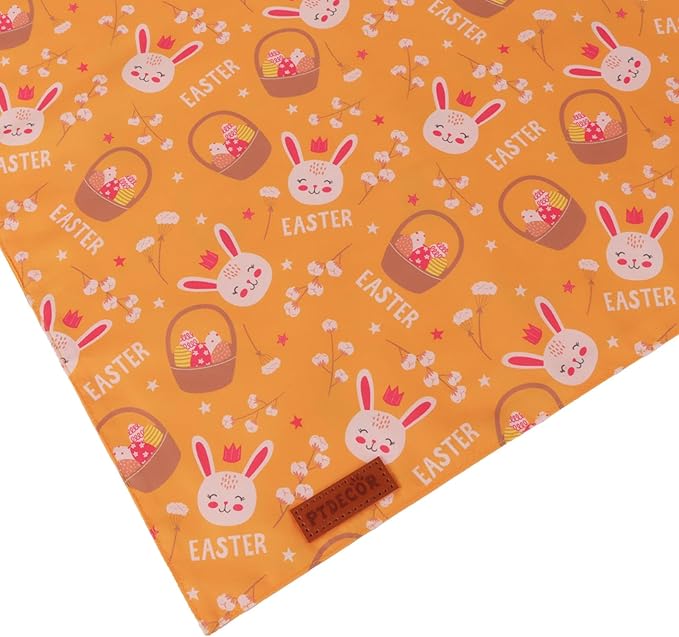 PTDECOR Easter Dog Bandana 2 Pack, Reversible Rabbit Carrot Dog Scarf, Multi Size Offered, Yellow White Easter Bandanas for Extra Large Dogs (X-Large)
