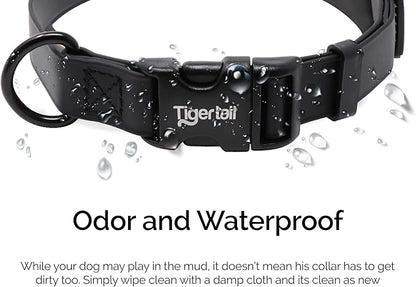 Tiger Tail Black Medium Dog Collar | Waterproof and Odor-Proof for Active Pets | Durable, Anti-Mat, and Lightweight Design | Made with Premium Coated Nylon | Suitable for Medium Breed Dogs