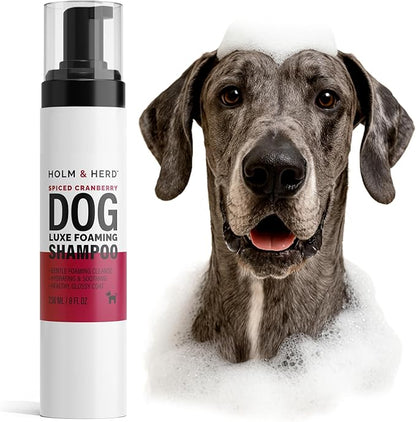 Dog Shampoo for Sensitive Skin - Gentle Natural Dog Wash for Odor Control - Oatmeal Shampoo for All Dogs & Puppies - 8fl oz (Cranberry Spice)
