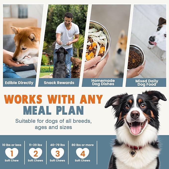 24-in-1 Dog Vitamins and Supplements 300 Ct Dogs Multivitamin Chewable Contain Chondroitin Probiotics Omega-3 Glucosamine for Dogs Skin Coat Heart Joint Gut Liver Brain Immune Support - Peanut Butter