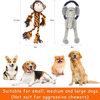 Rope Dog Toys to Keep Them Busy - Tug of War Dog Toys for Boredom Plush Interactive Squeaky Puppy Toys for Small Medium Large Dogs, Training Birthday Gifts