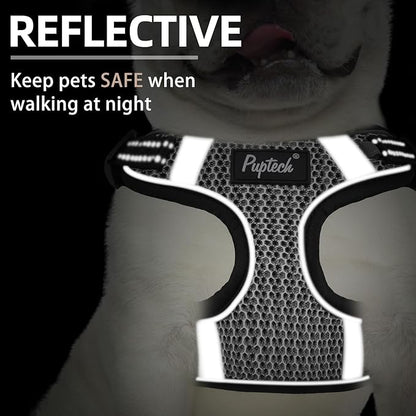PUPTECK Dog Harness and Leash Set Medium Sized, Step in No Pull Adjustable Puppy Cat Harness Reflective Pet Vest