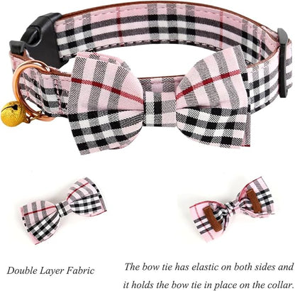Yizepet Dog Collar with Bow Tie- Adjustable pet Collar for Dogs with Plastic Buckle Collar, Stylish Pattern for Small Medium or Large Boy and Girl Dog and Cat