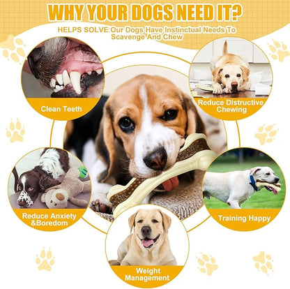 Sosation 6 Pcs Dog Toys for Aggressive Chewers Christmas Nylon Beef Flavor Bones Tough Puppy Teething Toys Puppy Chew Bones for Large Medium Small Breed Dogs Puppies(Small Medium Large)