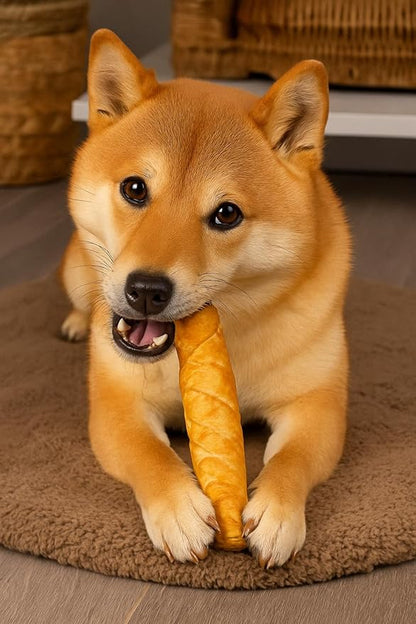 Pet Factory 100% Made in USA Beefhide 8" Rolls Dog Chew Treats - Chicken Flavor, 15 Count/1 Pack