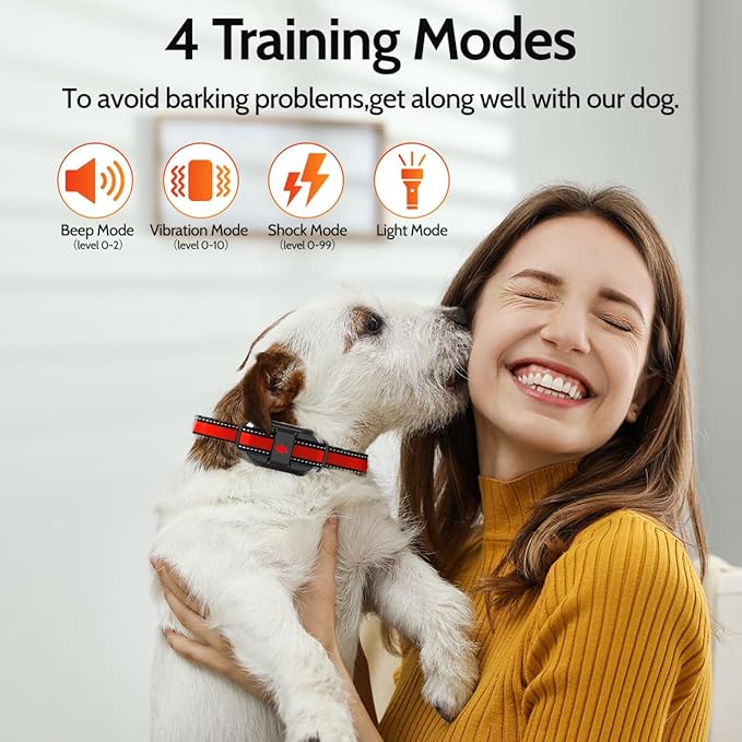 DogStop Dog Training Collar Electric Dog Collar with 4 Training Modes and Rechargeable Remote Waterproof Range 3300Ft for Small Medium Large Dogs(Red)