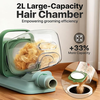 Dog Grooming Kit with Vacuum, 15000Pa Pet Hair Clipper and Shedding Brush, 50dB Low Noise, 2L Capacity, White
