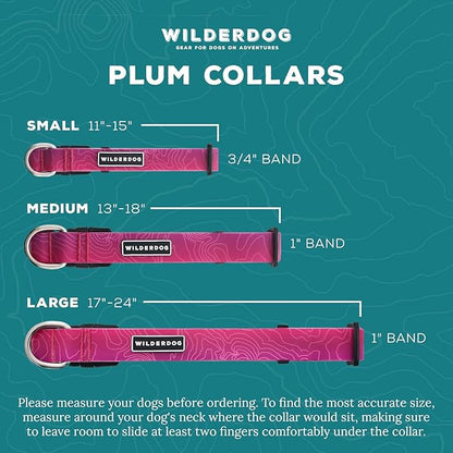 Wilderdog Waterproof Dog Collar - Repels Water & Dirt - Large 17"-24" - Plum