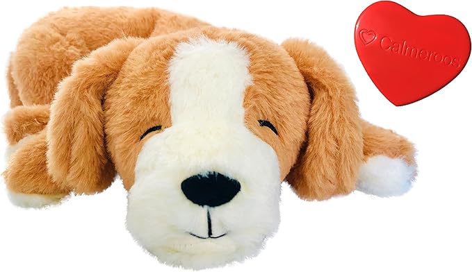 Calmeroos Puppy Heartbeat Toys Calming Separation Anxiety Relief Toys for Dogs Heartbeat Simulator in a Soft Comforting Pillow Pet Plush