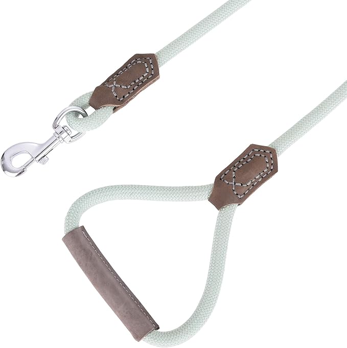 Mile High Life | Premium Leather Dog Leash | Strong Rope Leash | Leather Handle | Zinc Alloy Strong Clasp | Small Medium Large Dogs | 4/5/6 Feet(Green, 72 Inch (Pack of 1))