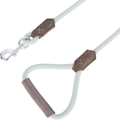 Mile High Life | Premium Leather Dog Leash | Strong Rope Leash | Leather Handle | Zinc Alloy Strong Clasp | Small Medium Large Dogs | 4/5/6 Feet(Green, 72 Inch (Pack of 1))