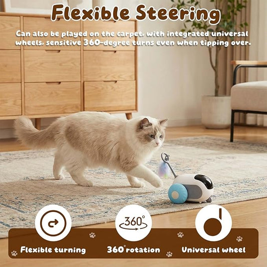 SDWUBQ Interactive cat Toy, Rechargeable, Automatic Moving Kitten Toy, New Type of cat Toy with Tail, Touch-Activated Kitten Toy for Play, Suitable for Indoor Boredom Relief for Adult Cats (Blue)