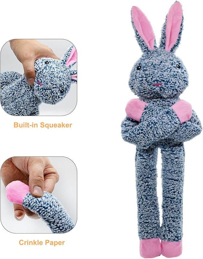 BUYPOW Raccoon No Stuffing Dog Toys for Large Dogs, Squeaky Crinkle Interactive Dog Animals, Plush Teething Toys to Keep Them Busy, Cute Funny Dogs Gifts for Small Medium Large Breed
